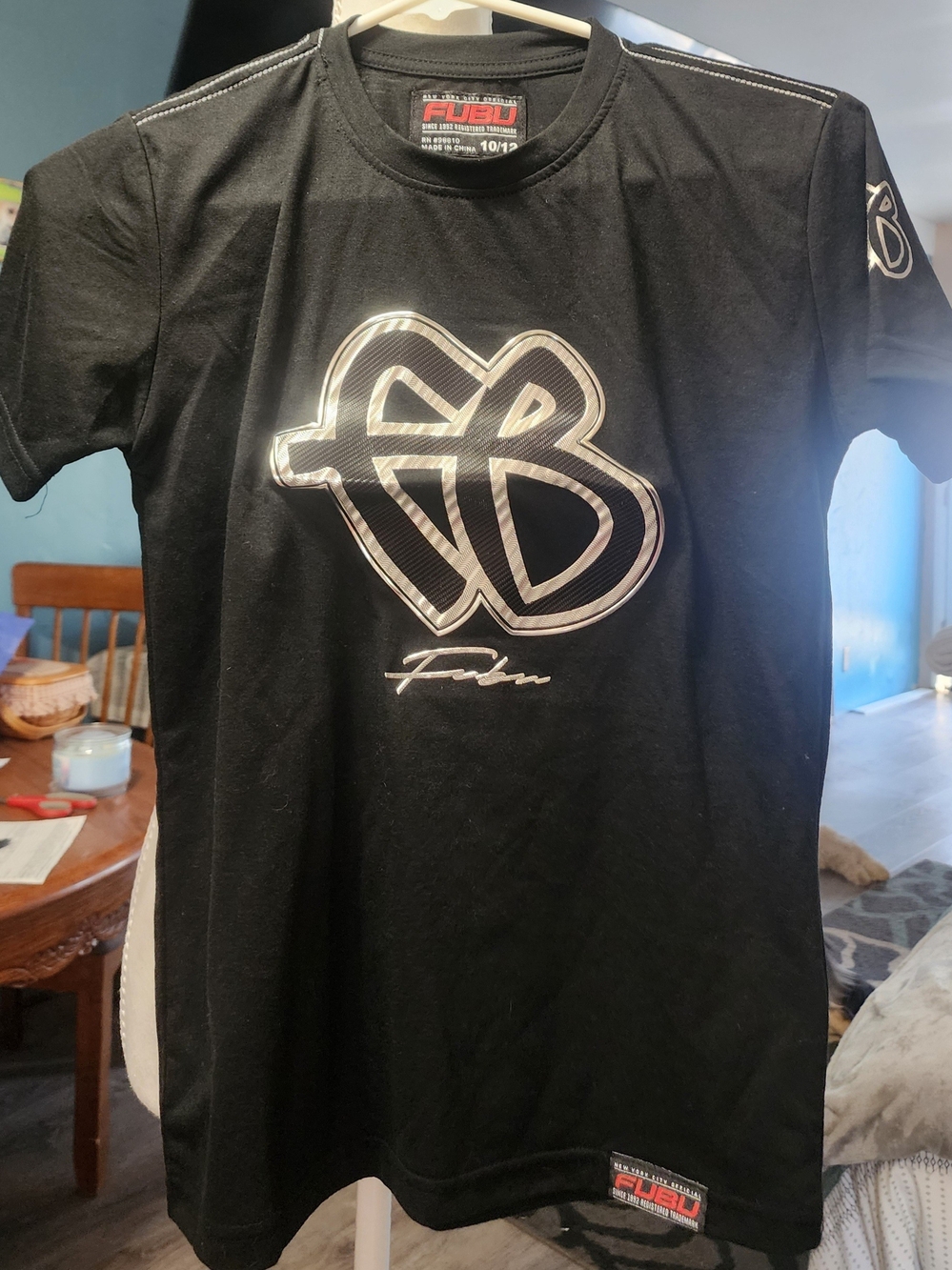 FUBU Black Tee with Silver Logo Kids New W/O Tags